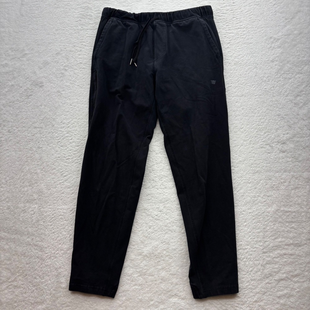Mack Weldon Mens Sunday Lounge Pants Black Cotton Spandex Tapered Joggers Size M